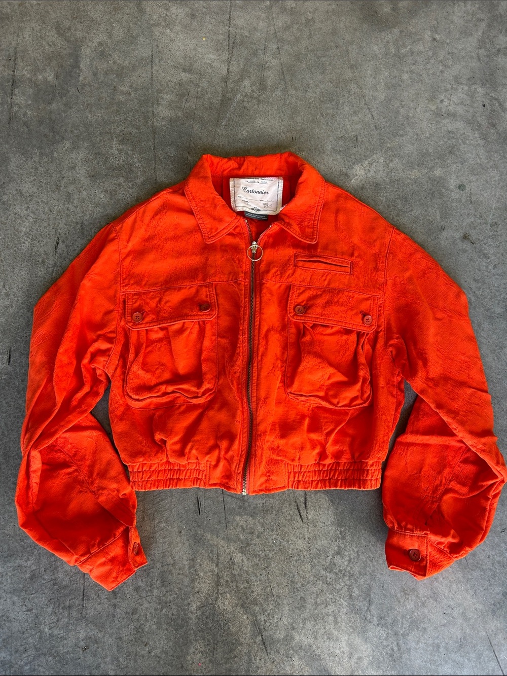 Anthropologie Cartonnier Orange Jacquard Eisenhower Utility Jacket XS